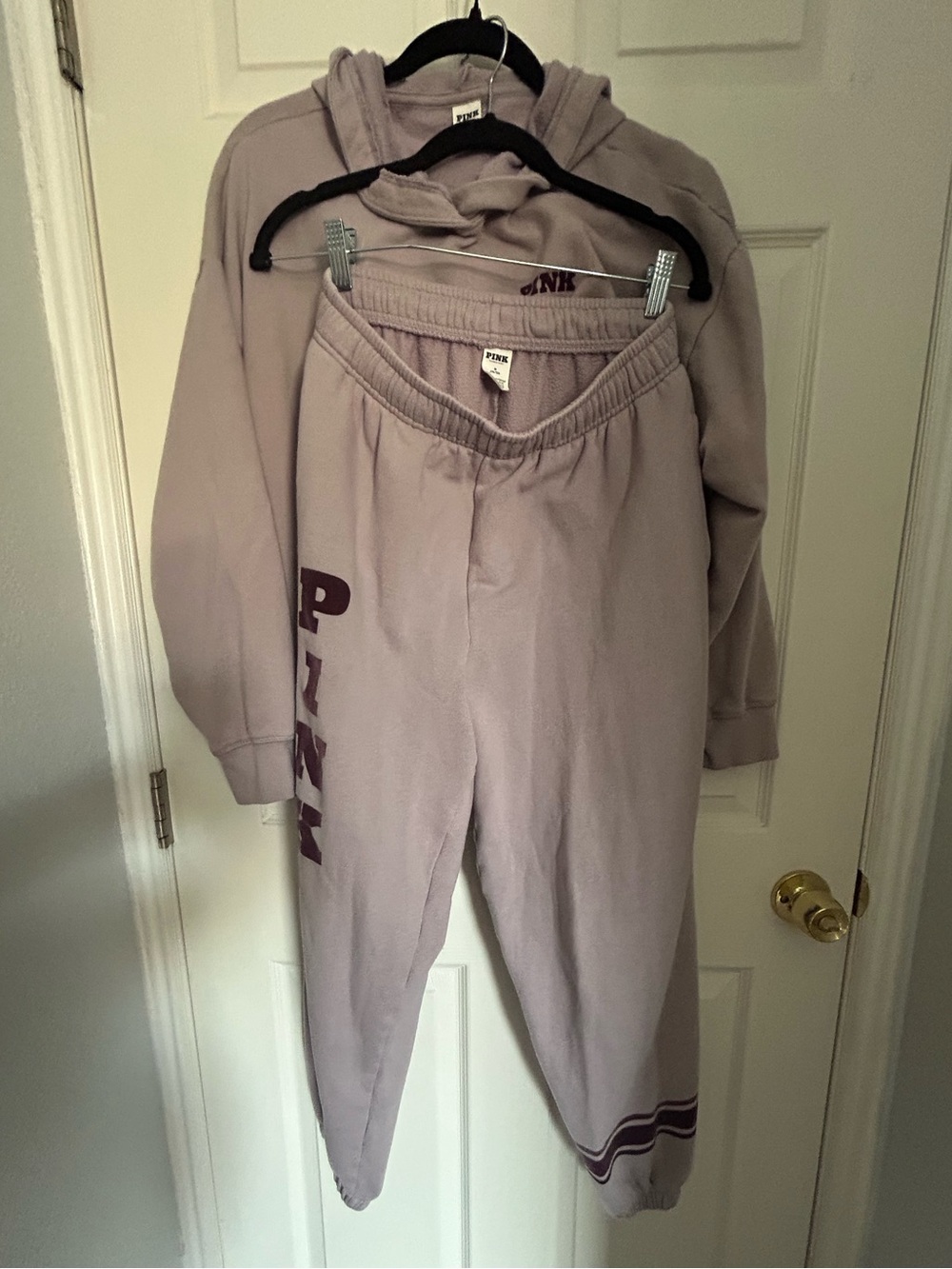 Size Medium PINK Victoria's Secret Lavender Logo Track Joggers and sweater set